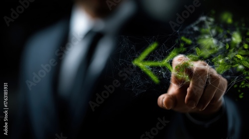 Professional in Formal Suit Interacting with Futuristic Technology