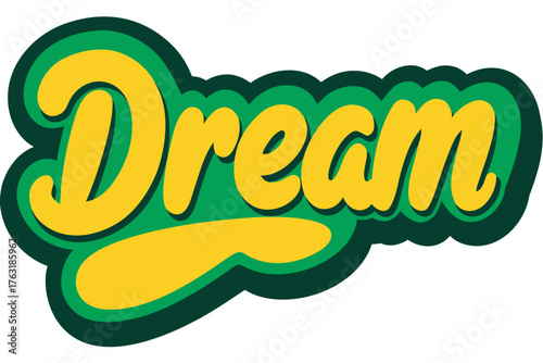 Dream text effect with green and yellow color this eyecatching design is perfect for adding a touch of whimsy and inspiration to any project
