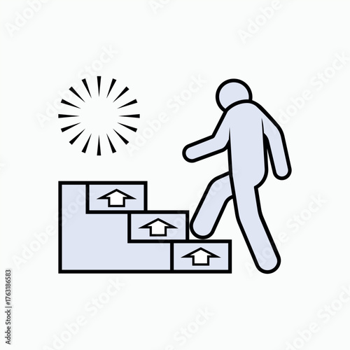 Personal Growth Icon. A symbol of the ongoing process by which a person actively develops their potential. Efforts to improve their skills, knowledge, abilities, and capacities. 