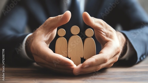 Protecting teamwork with supportive hands.