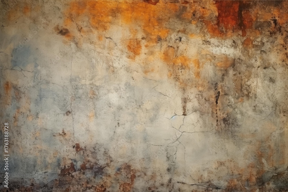 Fototapeta premium Textured background of an old, weathered wall with cracks, stains and grunge effects, creating a vintage and rustic aesthetic