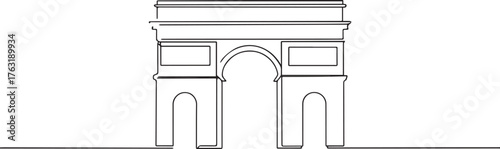 india gate one continuous line art, Vector illustration, One line art, Line art graphic style