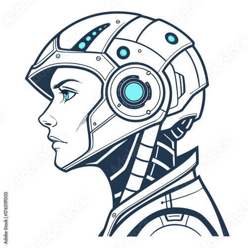 Vector art of cyborg woman