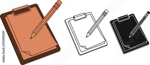 Clipboard and pencil vector illustration writing checklist note