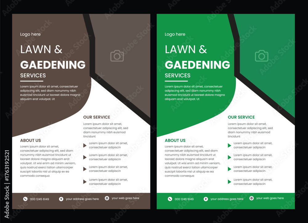 Fototapeta premium lawn care flyer design template. landscaping and gardening lawn care service flyer, lawnmower flyer. Lawn care social media post promotion template design 