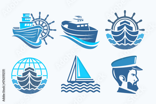 Cruise ship logo design illustration. Sea transportation ship silhouette. vector illustration