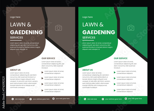 lawn care flyer design template. landscaping and gardening lawn care service flyer,   lawnmower flyer. Lawn care social media post promotion template design 