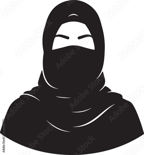 Silhouette of a woman wearing a hijab and niqab with visible eyes female also transparent background