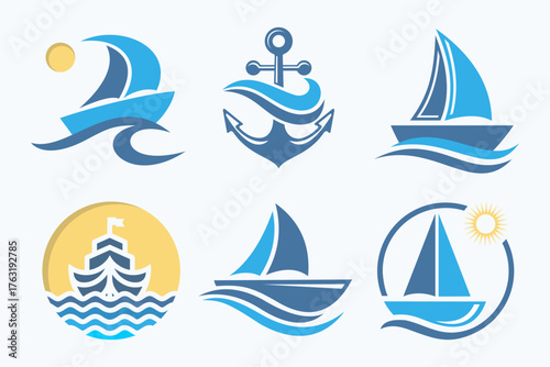 set off ship logo design , logistics ship, delivery express cargo ship. vector illustration