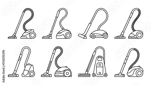 Collection of various vacuum cleaner designs, showcasing different styles and models for cleaning.