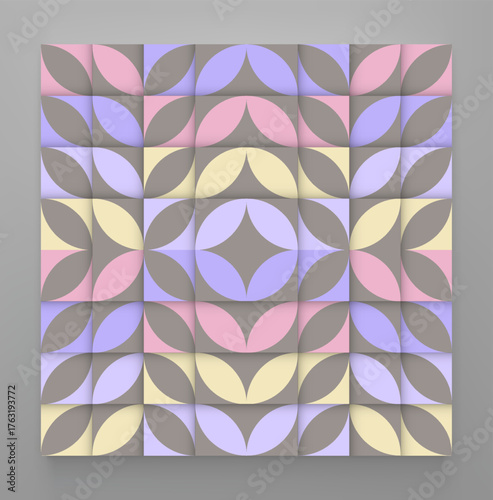 Plant ornament made of leaves. Abstract background. Geometric art. Cover design template. Illustration for brochure, poster, card, presentation, flyer or banner.