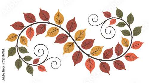 Decorative autumn leaves forming an elegant infinity symbol on a white background