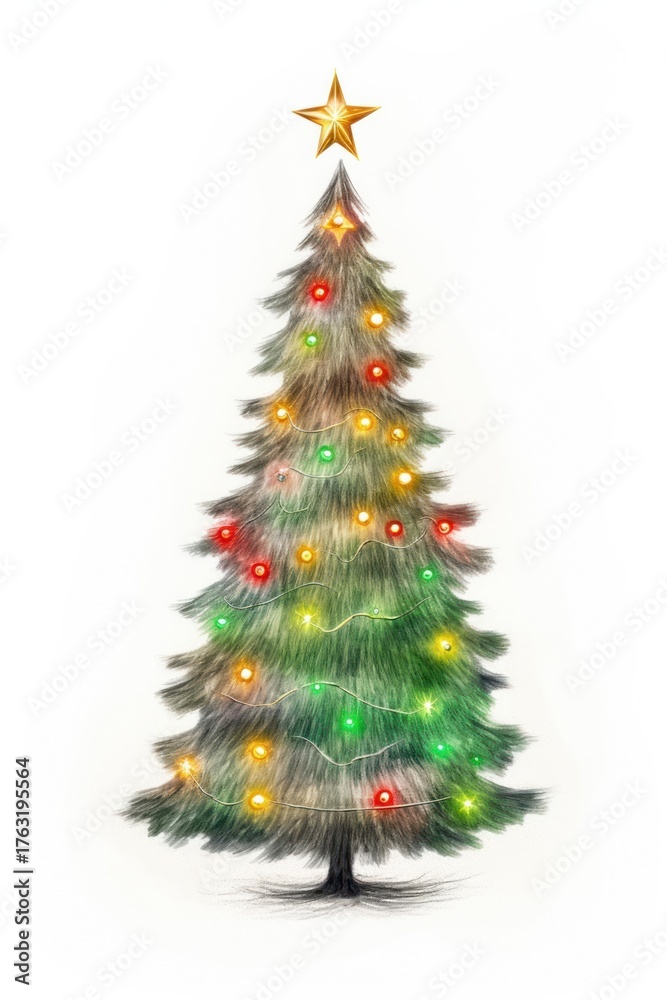 Fototapeta premium Christmas tree plant white background.
