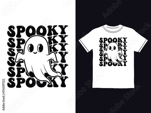 Cute Halloween Ghost T Shirt Design Spooky Season Apparel Decoration