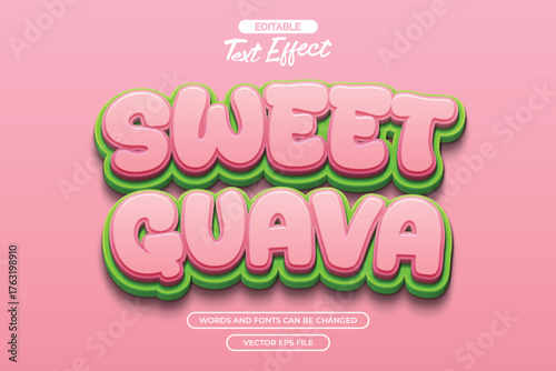3d sweet guava editable text effect with pink background