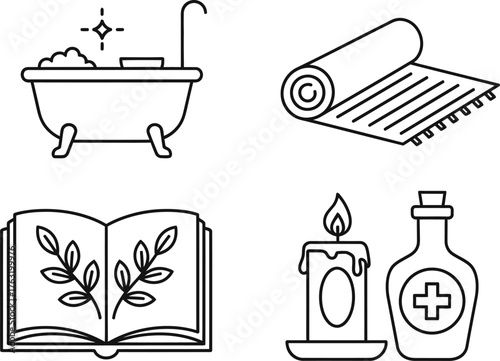 Spa day elements relaxation and wellness vector illustration