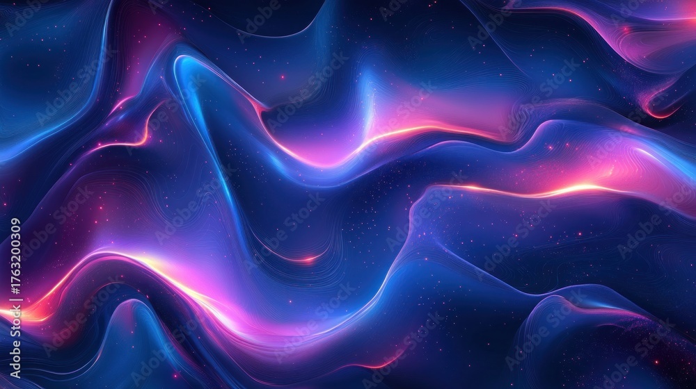 Fototapeta premium Abstract, vibrant, flowing, liquid, vibrant colors, dynamic, swirling, wavy, futuristic, cosmic, energy, 