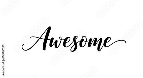 Awesome elegant black calligraphy. Hand drawn vector linear lettering. Modern holiday lettering isolated on white background