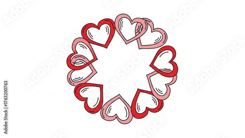 Festive Heart Garland A Charming Circular Design for Valentine's Day Celebrations