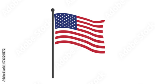 American flag waving gracefully on a pole symbolizing patriotism freedom independence and national pride isolated on isolated on white background