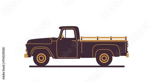 Retro pickup truck vintage automotive classic vehicle transportation nostalgia old school design car isolated on white background