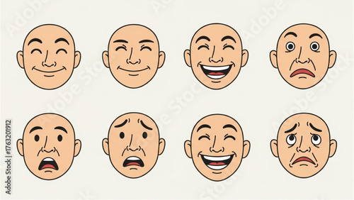 Collection of Diverse Human Facial Expressions Showing Different Emotions