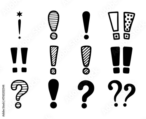 Hand-Drawn Exclamation Marks and Question Marks Collection