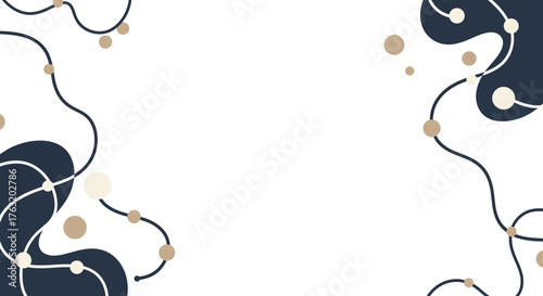 Abstract organic shapes and connecting lines evoke networked ideas and modern design with subtle dots and curves for a clean aesthetic isolated on white background