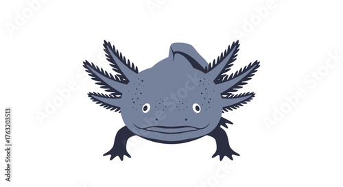Cute cartoon axolotl underwater creature cute amphibian aquatic animal pet friendly exotic animal character isolated on white isolated on white background