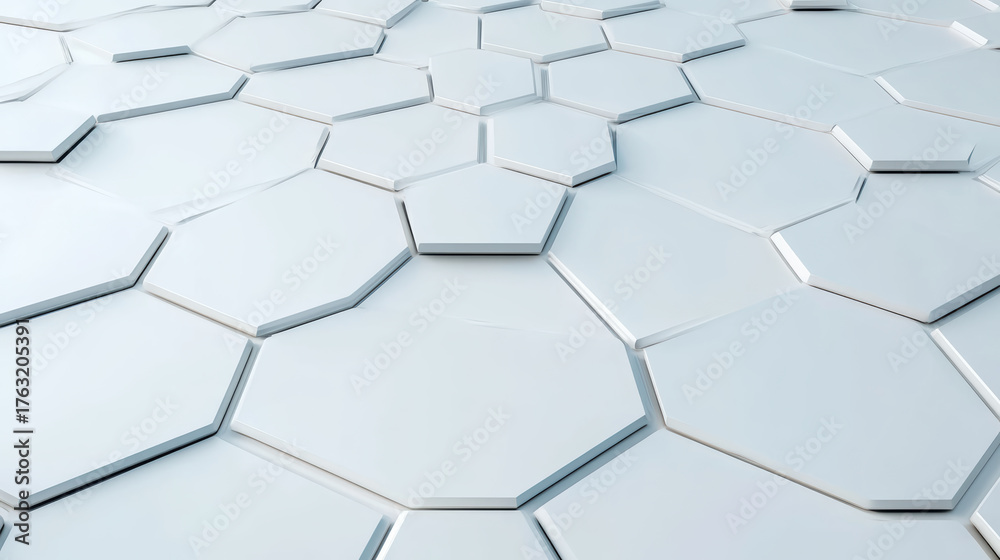 Naklejka premium Smooth hexagonal tiles create modern, clean surface with calming aesthetic