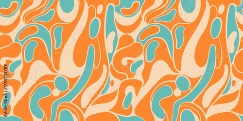 Background Orange Teal Organic Swirl