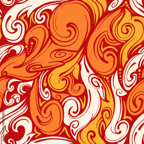 Background Orange Abstract Doodle Pattern