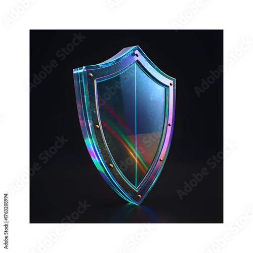 Iridescent Shield 3D Render - Futuristic Security Art Design