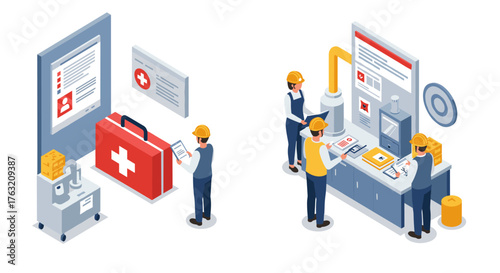 Industrial safety and health inspection in isometric design