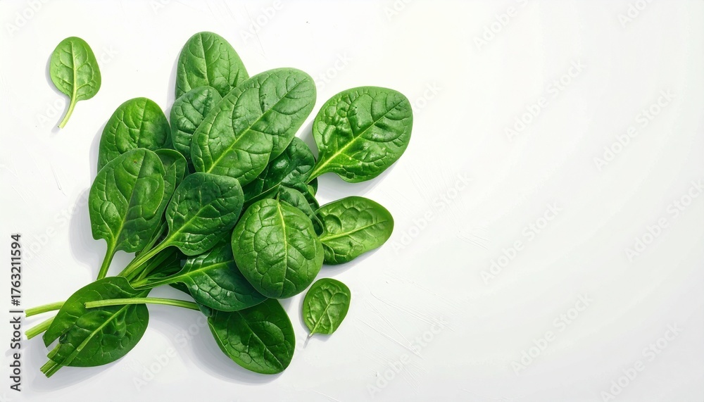 Obraz premium Spinach Leaves on White Background HD