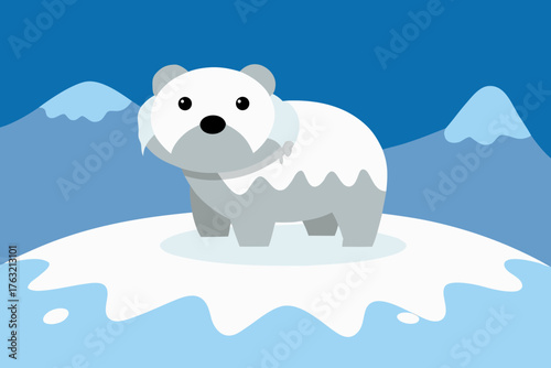 A cartoon illustration of a tundra with snowy ground vector illustration