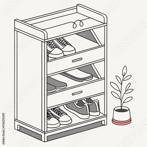 Vector art of shoe rack