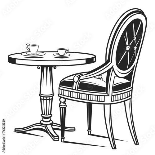Vector art of table and chair