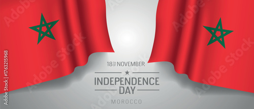 Morocco happy independence day greeting card, banner with template text vector illustration