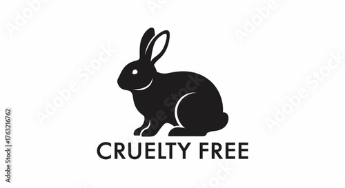 Black rabbit silhouette representing cruelty free label design  