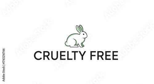 Cruelty-free label with rabbit icon in minimalist design  