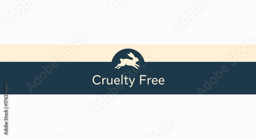 Cruelty Free label with rabbit illustration on minimalist background  