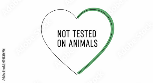 Cruelty free label stating not tested on animals in heart shape  