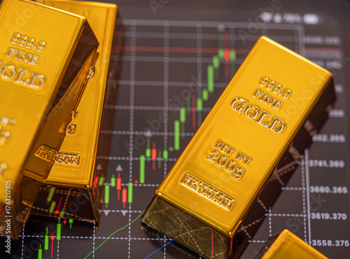 Gold Bars and Financial Chart — Investment and Market Price Concept	
