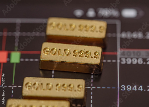 Gold Bars and Financial Chart — Investment and Market Price Concept	