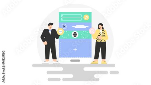 Startup Building No-Code App for Internal Operations Flat Vector Illustration