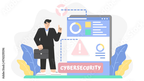 IT Specialist Performing Security Patch Updates Flat Vector Illustration