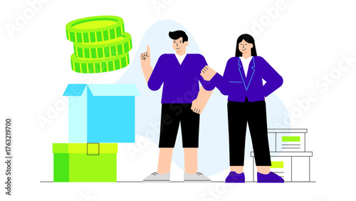 Small Business Owner Planning Community Outreach Program Flat Vector Illustration