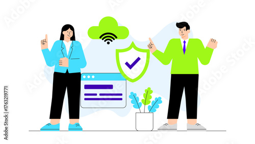 IT Specialist Performing Security Patch Updates Flat Vector Illustration