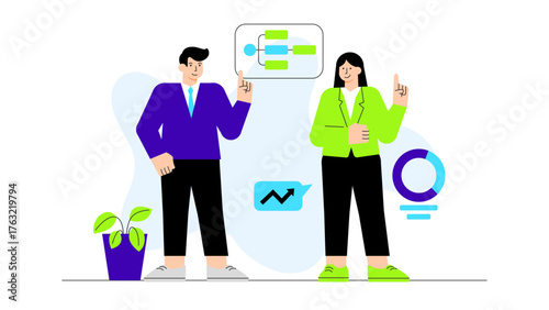 Startup Team Planning Cross-Functional Hackathon Flat Vector Illustration